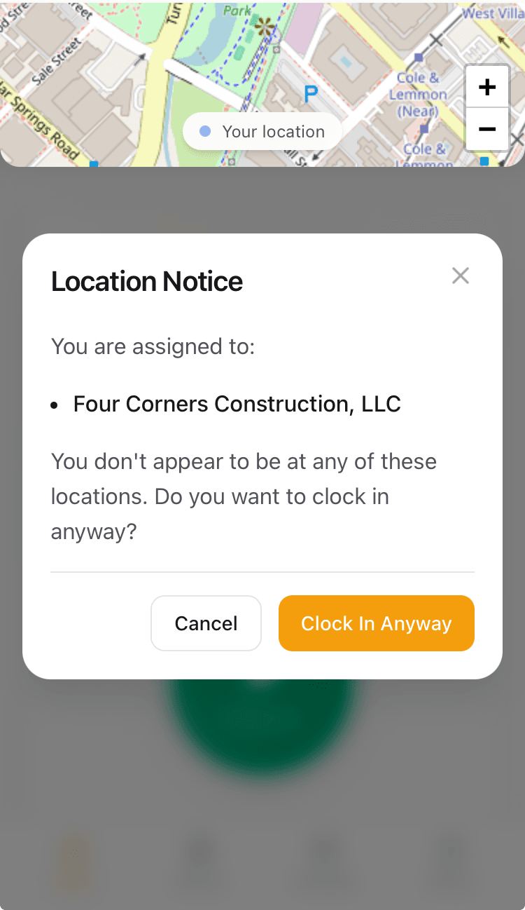 GPS Geofencing — Warning when outside geofence