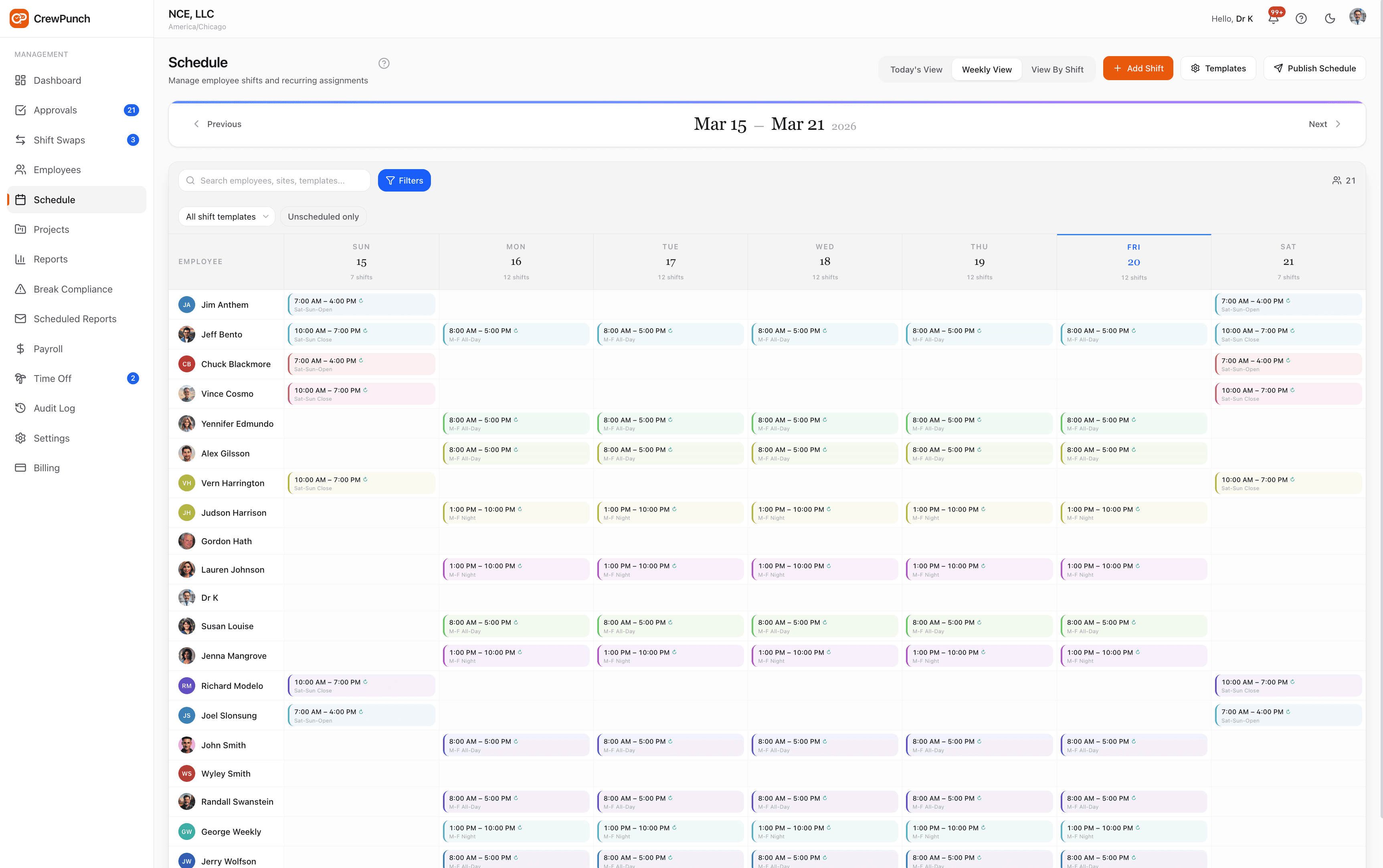 Shift Scheduling — CrewPunch screenshot