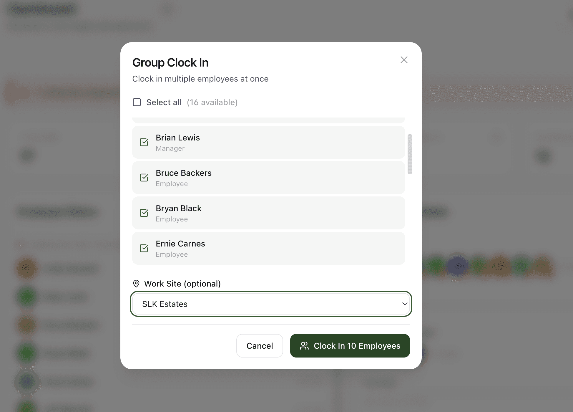 Group Clock In — StampShift screenshot